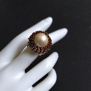 Vintage Napier Large Mabe Pearl Wide Band Adjustable Ring